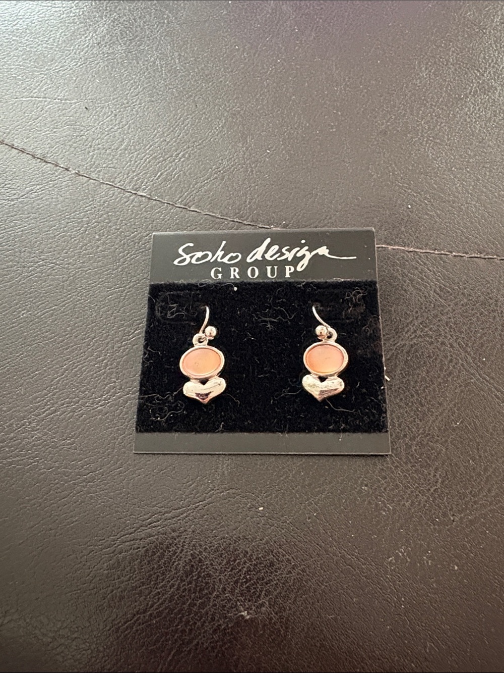 Pink Drop Heart Earrings